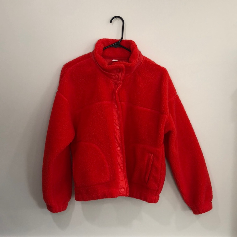 Bright red active wear coat - M